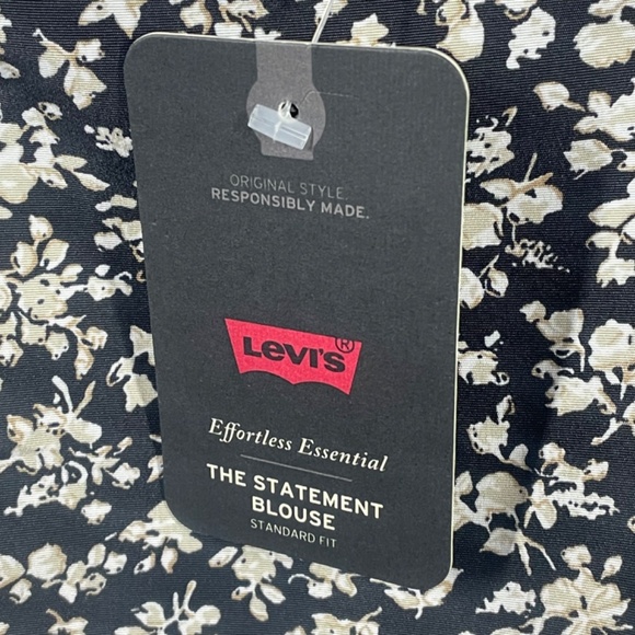 NEW Levis Floral Statement Crop Top Shirt Womens XS black western boho - Picture 5 of 11